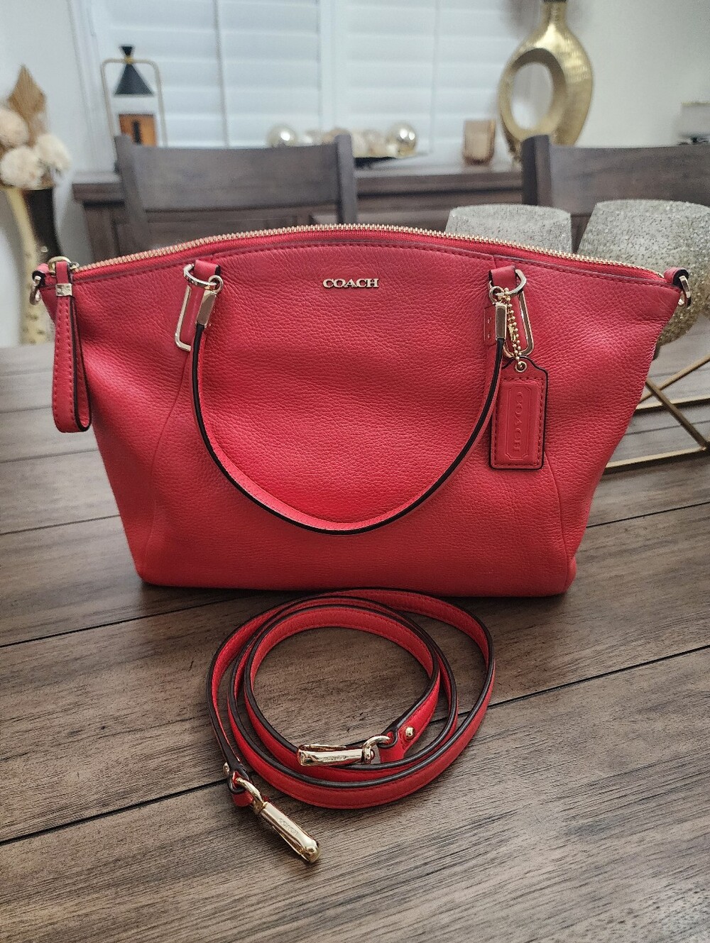 Coach Orange Women's Leather Crossbody Tote